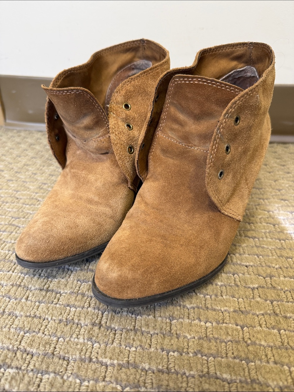 BCBGeneration Fold-Over Suede Ankle Booties - Brown
